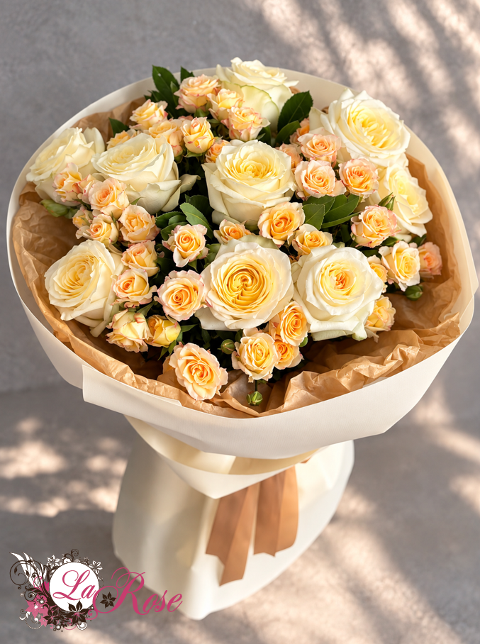 An elegant arrangement of delicate roses